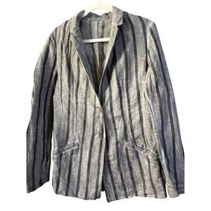 Transit Par Such Grey Black Striped Linen Blazer Made in Italy Size 3 F150E